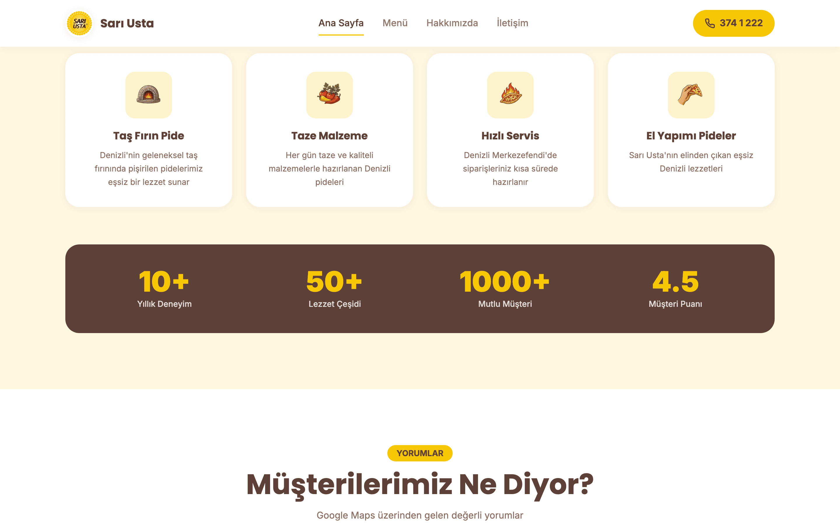 Sarıusta — Restaurant Website 2